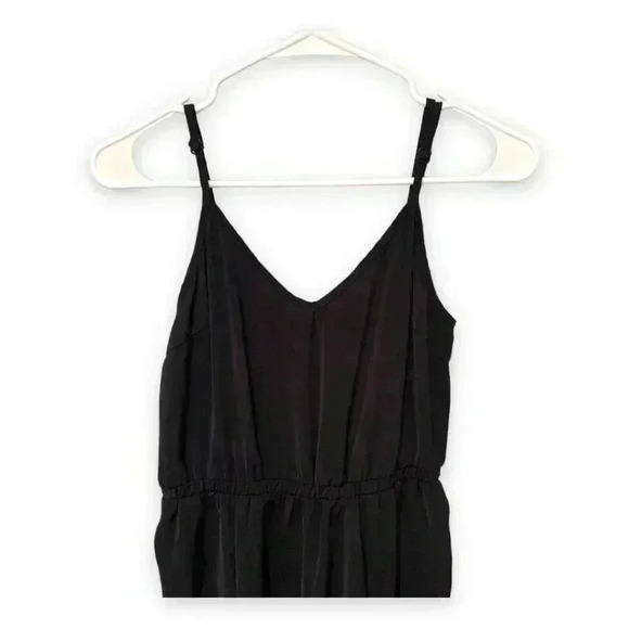 NUDE Wide-Leg Black High Leg Slits Sleeveless V-Neck Empire Waist Jumpsuit - Picture 3 of 6